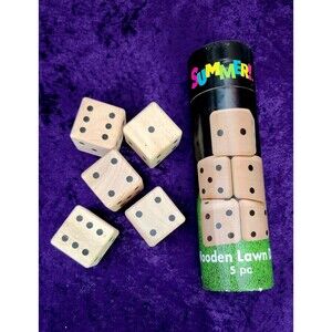 3For$15 Summer! Big Extra Large Brown Wooden Lawn Dice 5 piece For Outdoor Use